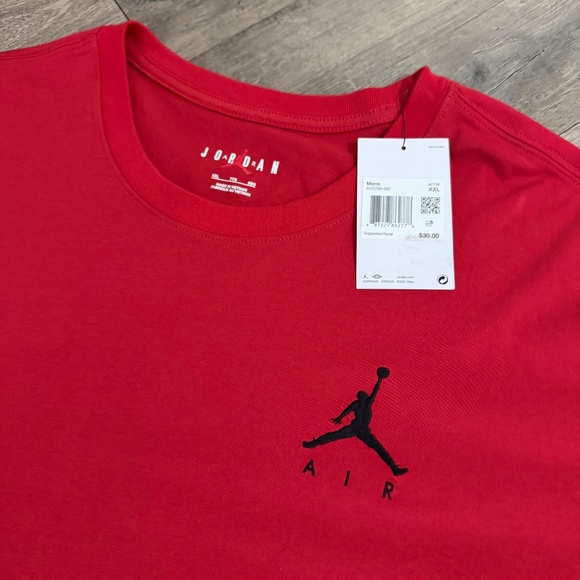 Jordan Men's Embroidered Jumpman Air T-Shirt Red Short Sleeve Crew Neck 2XL NWT - Picture 2 of 6
